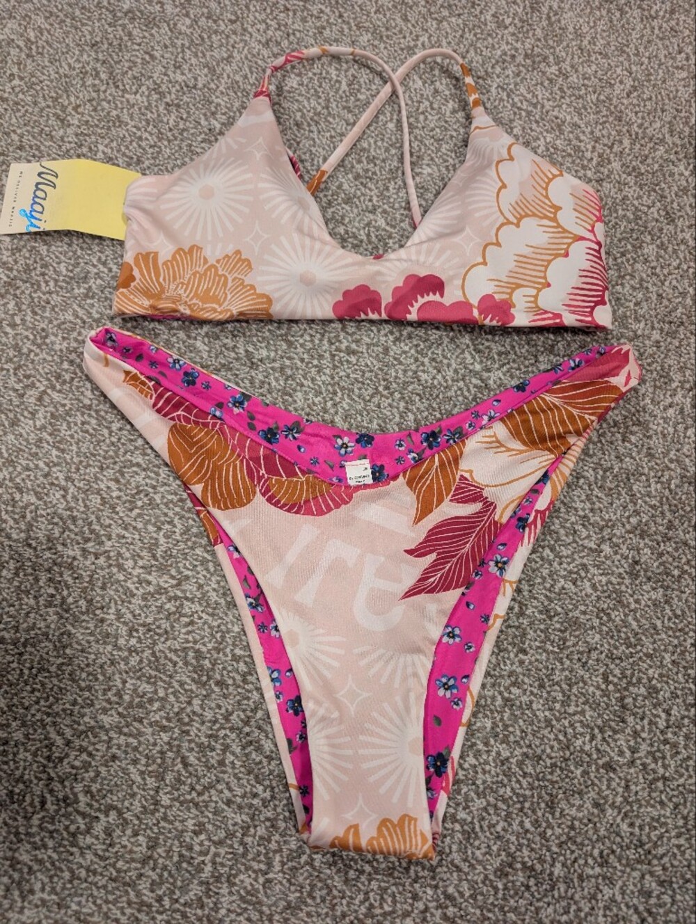 Maaji Pink Floral Bikini Swim Set Large
